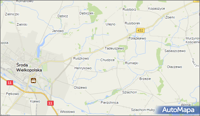 mapa Chudzice, Chudzice na mapie Targeo