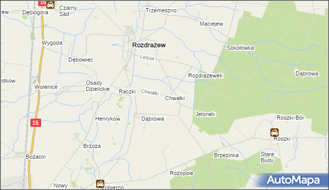 mapa Chwałki gmina Rozdrażew, Chwałki gmina Rozdrażew na mapie Targeo