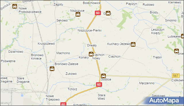 mapa Ciachcin Nowy, Ciachcin Nowy na mapie Targeo