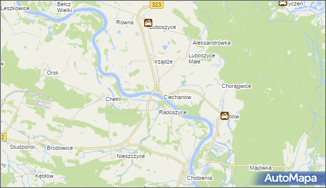 mapa Ciechanów gmina Jemielno, Ciechanów gmina Jemielno na mapie Targeo