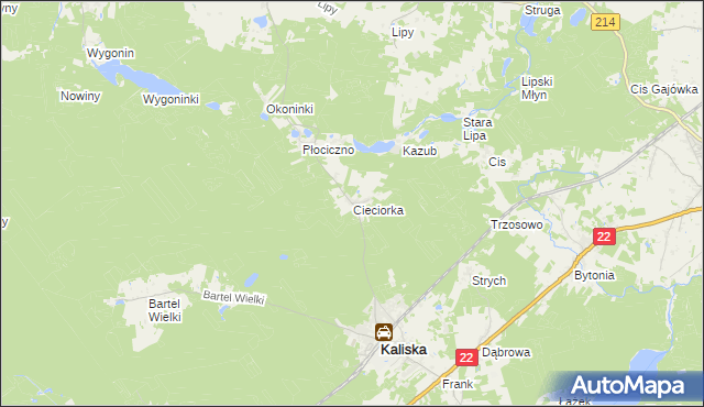 mapa Cieciorka, Cieciorka na mapie Targeo