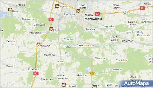 mapa Cielechowizna, Cielechowizna na mapie Targeo