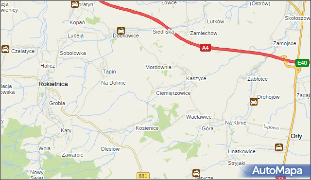 mapa Ciemięrzowice, Ciemięrzowice na mapie Targeo