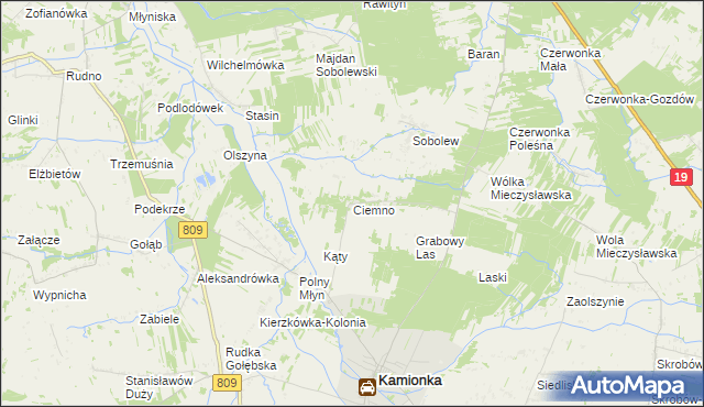 mapa Ciemno gmina Kamionka, Ciemno gmina Kamionka na mapie Targeo
