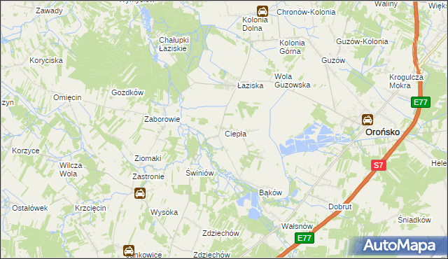 mapa Ciepła, Ciepła na mapie Targeo