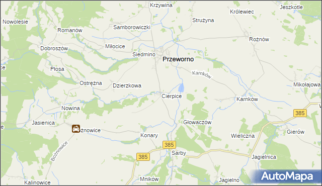 mapa Cierpice gmina Przeworno, Cierpice gmina Przeworno na mapie Targeo