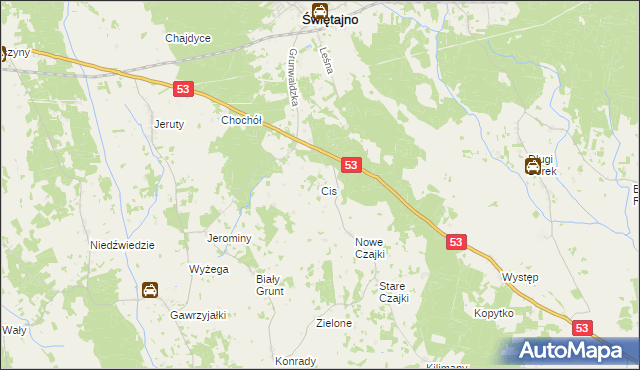 mapa Cis gmina Świętajno, Cis gmina Świętajno na mapie Targeo