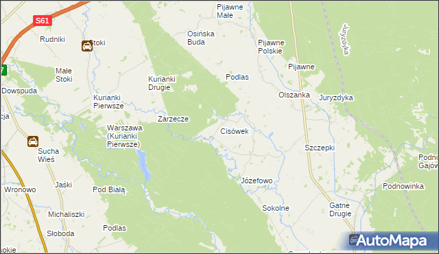 mapa Cisówek gmina Nowinka, Cisówek gmina Nowinka na mapie Targeo