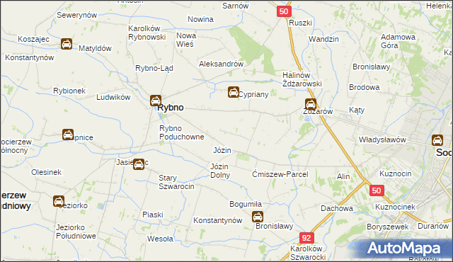 mapa Ćmiszew Rybnowski, Ćmiszew Rybnowski na mapie Targeo