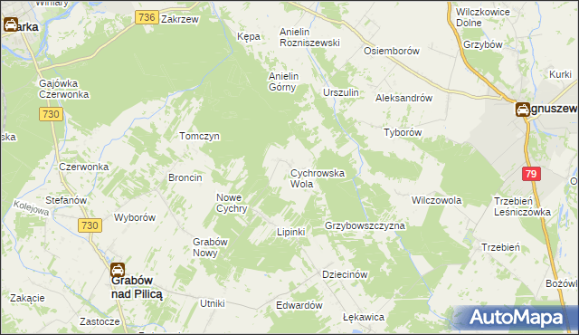mapa Cychrowska Wola, Cychrowska Wola na mapie Targeo