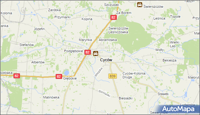 mapa Cyców, Cyców na mapie Targeo