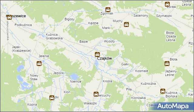 mapa Czajków powiat ostrzeszowski, Czajków powiat ostrzeszowski na mapie Targeo