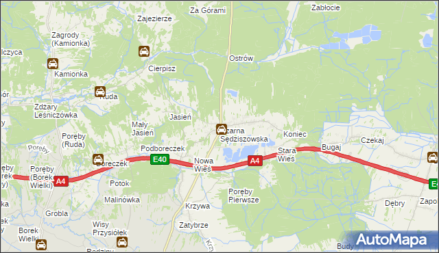 mapa Czarna Sędziszowska, Czarna Sędziszowska na mapie Targeo