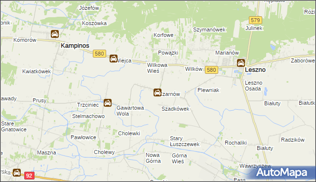 mapa Czarnów gmina Leszno, Czarnów gmina Leszno na mapie Targeo