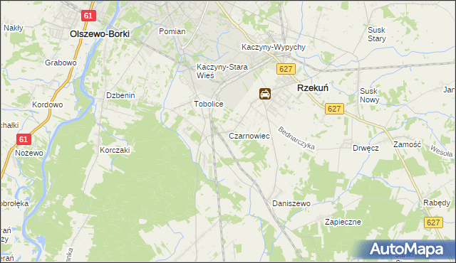 mapa Czarnowiec gmina Rzekuń, Czarnowiec gmina Rzekuń na mapie Targeo