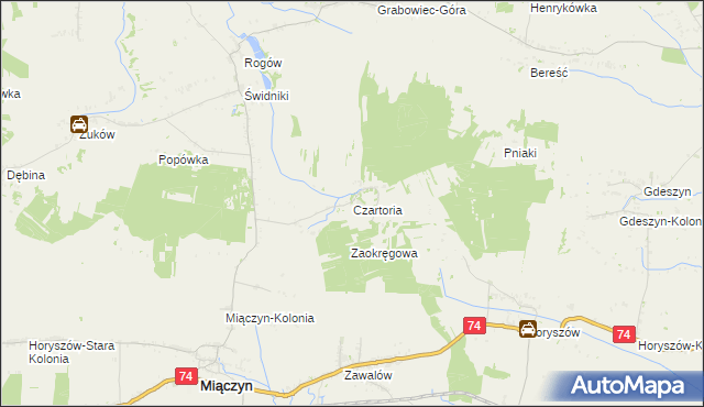 mapa Czartoria gmina Miączyn, Czartoria gmina Miączyn na mapie Targeo