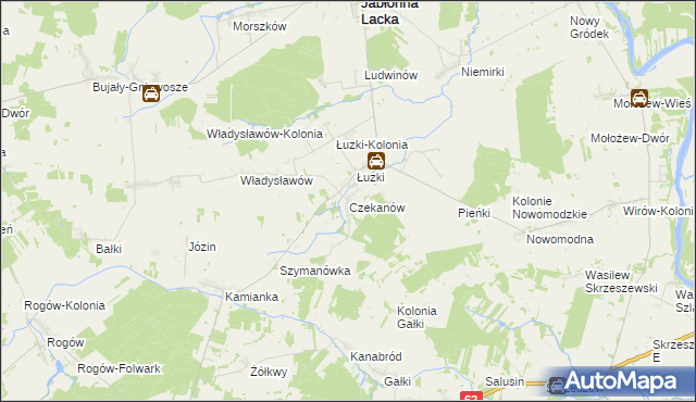 mapa Czekanów gmina Jabłonna Lacka, Czekanów gmina Jabłonna Lacka na mapie Targeo