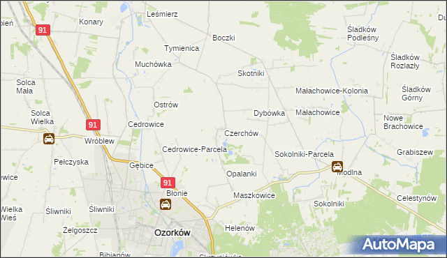 mapa Czerchów, Czerchów na mapie Targeo