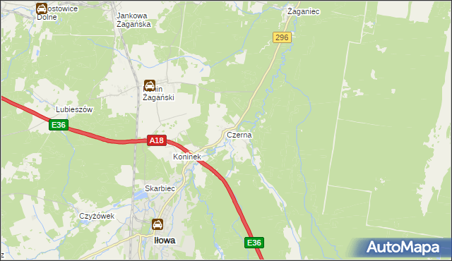 mapa Czerna gmina Iłowa, Czerna gmina Iłowa na mapie Targeo