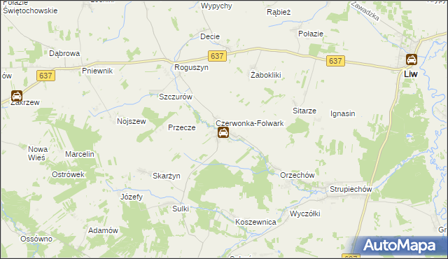 mapa Czerwonka gmina Wierzbno, Czerwonka gmina Wierzbno na mapie Targeo
