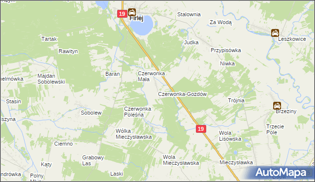 mapa Czerwonka-Gozdów, Czerwonka-Gozdów na mapie Targeo