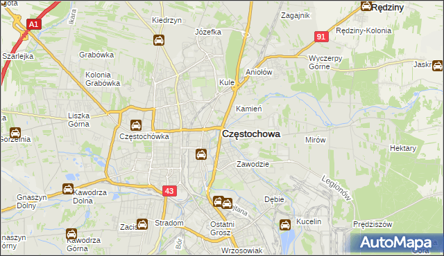 mapa Częstochowy, Częstochowa na mapie Targeo