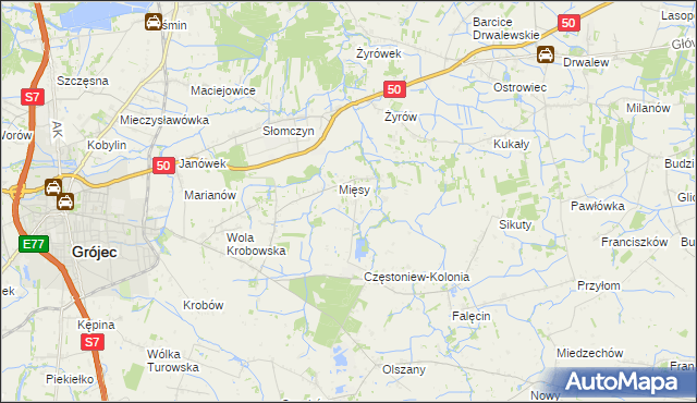 mapa Częstoniew, Częstoniew na mapie Targeo