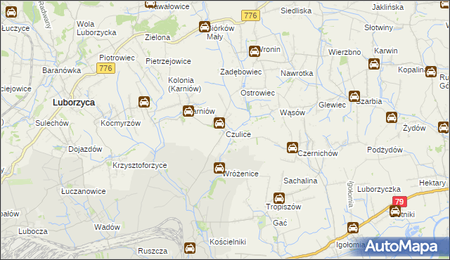 mapa Czulice, Czulice na mapie Targeo