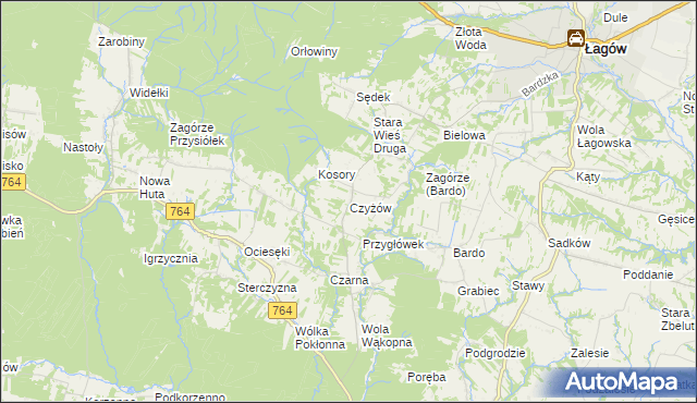 mapa Czyżów gmina Łagów, Czyżów gmina Łagów na mapie Targeo