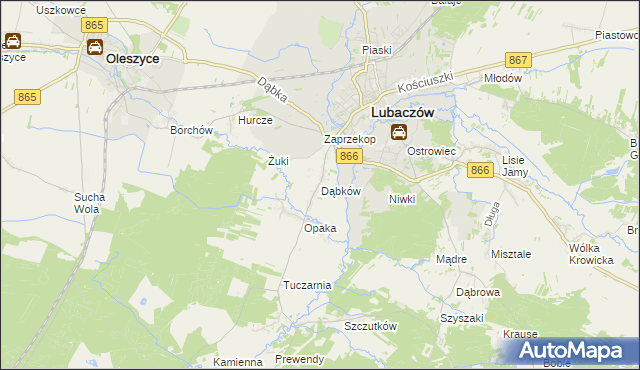 mapa Dąbków, Dąbków na mapie Targeo