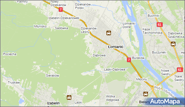 mapa Dąbrowa gmina Łomianki, Dąbrowa gmina Łomianki na mapie Targeo