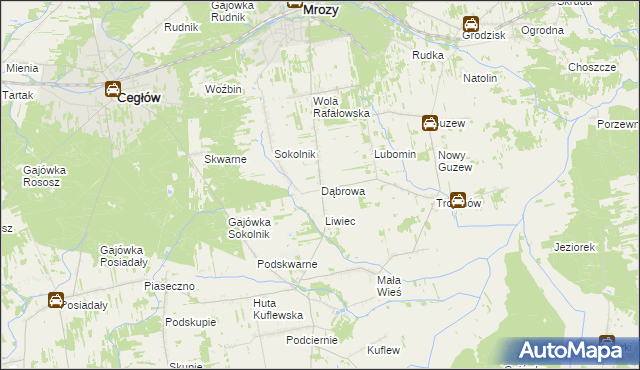 mapa Dąbrowa gmina Mrozy, Dąbrowa gmina Mrozy na mapie Targeo