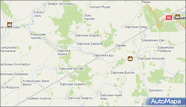 mapa Dąbrowa-Łazy gmina Szepietowo, Dąbrowa-Łazy gmina Szepietowo na mapie Targeo