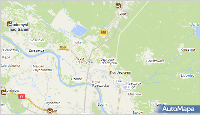 mapa Dąbrowa Rzeczycka, Dąbrowa Rzeczycka na mapie Targeo