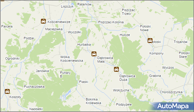 mapa Dąbrowica Mała, Dąbrowica Mała na mapie Targeo