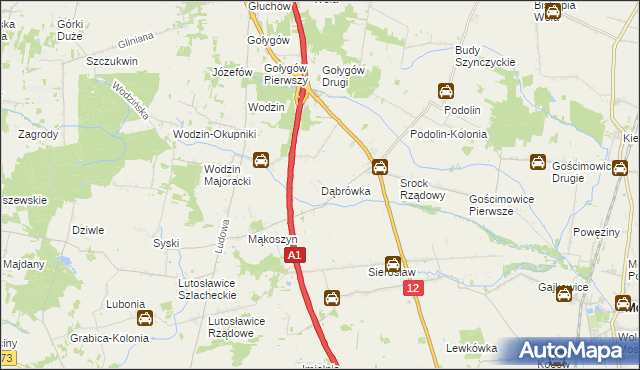 mapa Dąbrówka gmina Moszczenica, Dąbrówka gmina Moszczenica na mapie Targeo