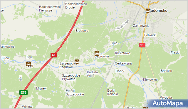 mapa Dąbrówka gmina Radomsko, Dąbrówka gmina Radomsko na mapie Targeo