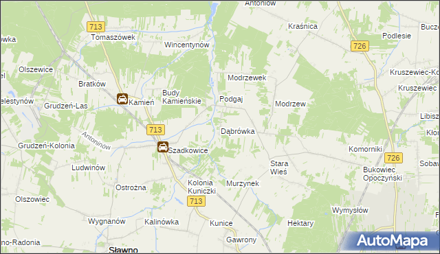 mapa Dąbrówka gmina Sławno, Dąbrówka gmina Sławno na mapie Targeo