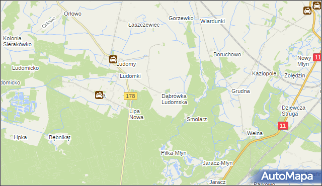 mapa Dąbrówka Ludomska, Dąbrówka Ludomska na mapie Targeo