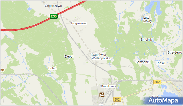 mapa Dąbrówka Wielkopolska, Dąbrówka Wielkopolska na mapie Targeo