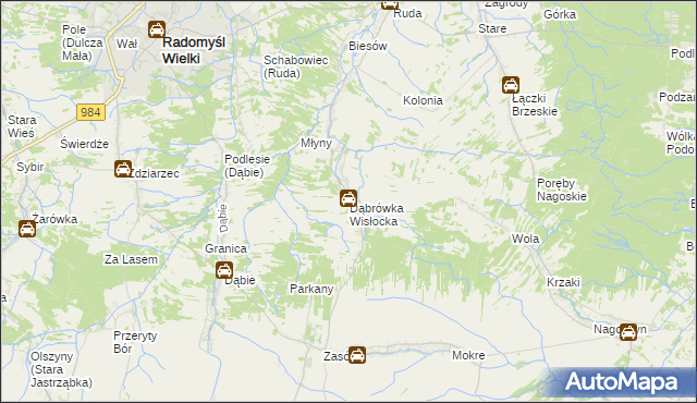 mapa Dąbrówka Wisłocka, Dąbrówka Wisłocka na mapie Targeo