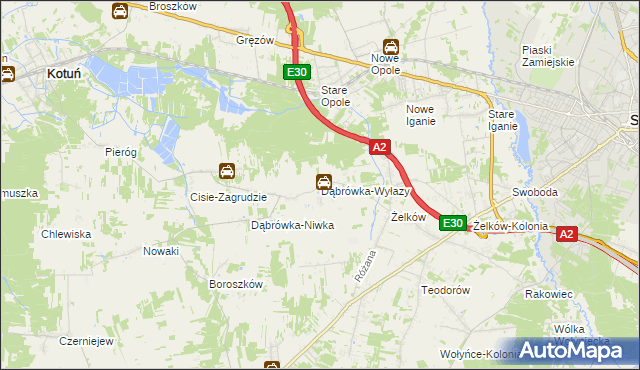 mapa Dąbrówka-Wyłazy, Dąbrówka-Wyłazy na mapie Targeo