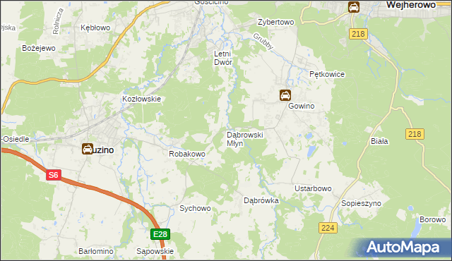 mapa Dąbrowski Młyn, Dąbrowski Młyn na mapie Targeo