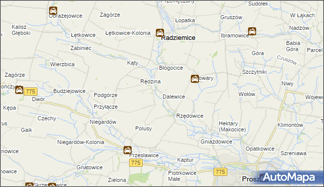 mapa Dalewice, Dalewice na mapie Targeo