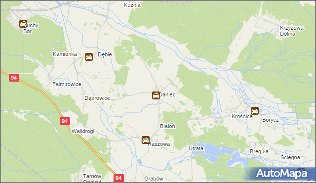 mapa Daniec, Daniec na mapie Targeo