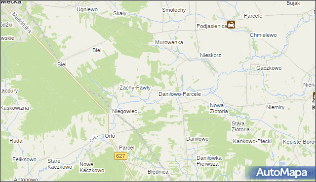 mapa Daniłowo-Parcele, Daniłowo-Parcele na mapie Targeo