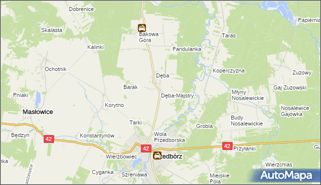 mapa Dęba-Majstry, Dęba-Majstry na mapie Targeo