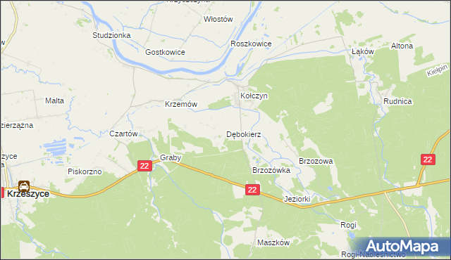 mapa Dębokierz, Dębokierz na mapie Targeo