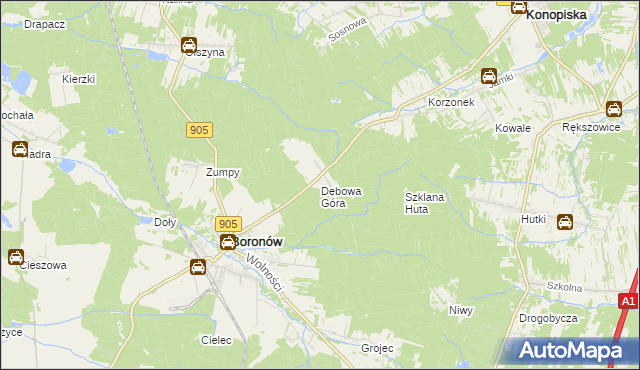 mapa Dębowa Góra gmina Boronów, Dębowa Góra gmina Boronów na mapie Targeo