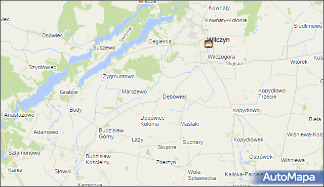 mapa Dębówiec gmina Wilczyn, Dębówiec gmina Wilczyn na mapie Targeo